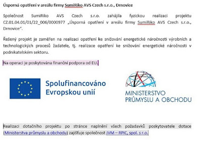 Úspory energie v SumiRiko AVS Czech s.r.o.